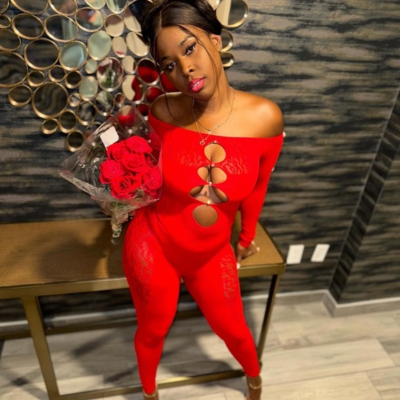 Large red spandex jumpsuit - Picture 1 of 10